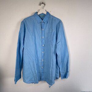 Tommy Bahama Relax Mens Blue Linen Long Sleeve Button-Up Shirt Medium Casual